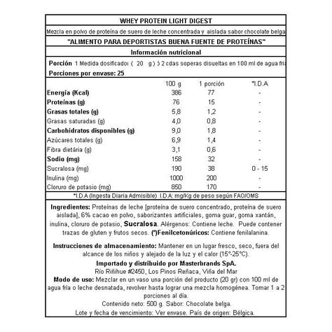 Proteína Whey Light Digest 500Grs Chocolate-3