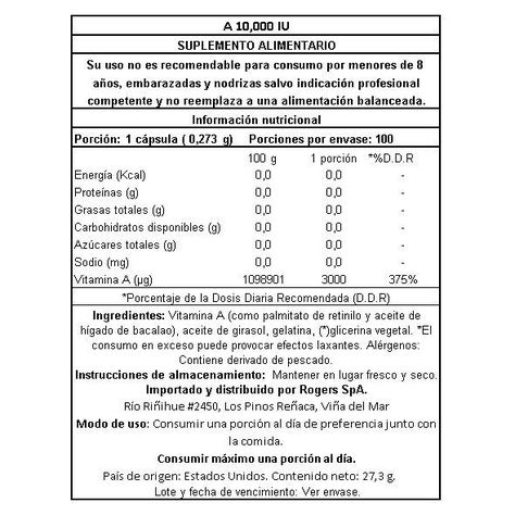 Vitamina A 3.000 MCG (10,000 UI) - 100 Softgels-1