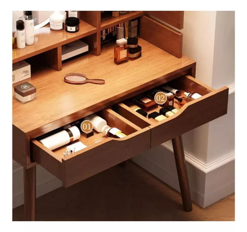 Tocador Con Espejo De Luz Y Taburete Comoda Extendible 130x40x110cm-4