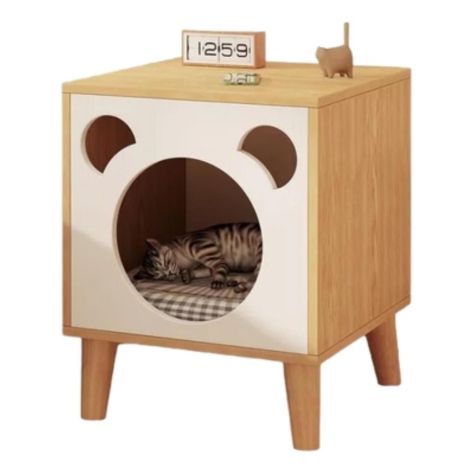 Velador Con Cama Para Mascota Beige 45x40x60 Cm-0