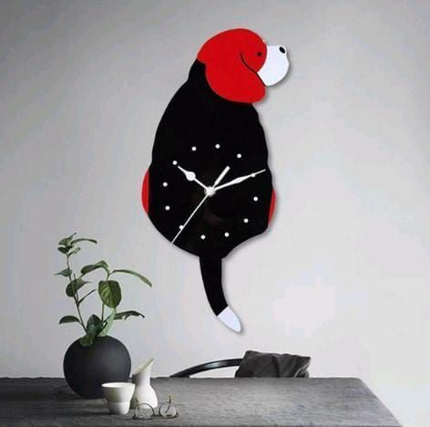 Reloj De Pared Diseño Perro Sentado Negro.-1