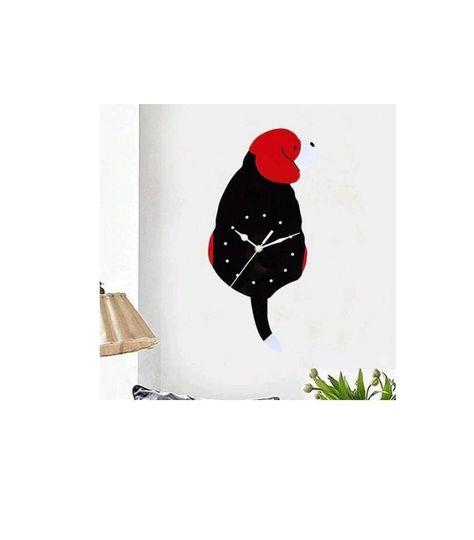 Reloj De Pared Diseño Perro Sentado Negro.-3