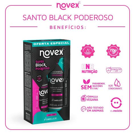Kit Shampoo y Acondicionador Santo Black 2x300ml-2