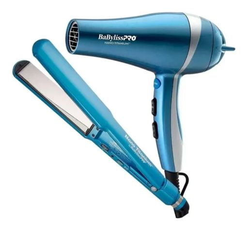 Kit BabylissPro Plancha UltraDelgada y Secador Ionic Celeste 2UN-3