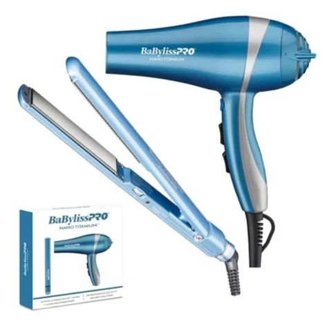 Kit BabylissPro Plancha UltraDelgada y Secador Ionic Celeste 2UN-4