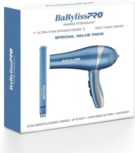 Kit BabylissPro Plancha UltraDelgada y Secador Ionic Celeste 2UN-5