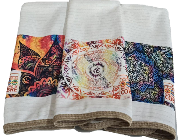 Pack 3 paños de cocina en cobre modelo mandala -0