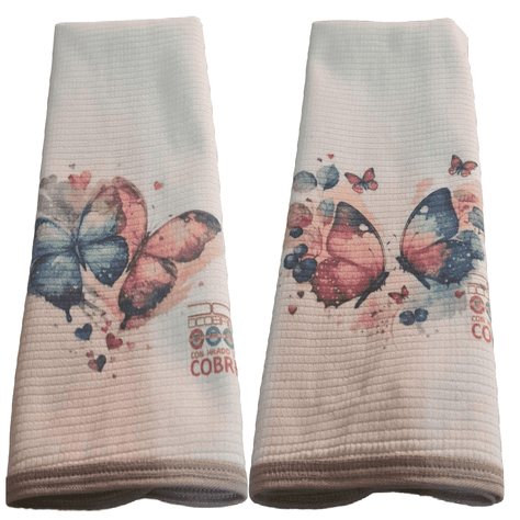 2 Paños Cocina Algodón y Cobre, Mod. Mariposa.-1