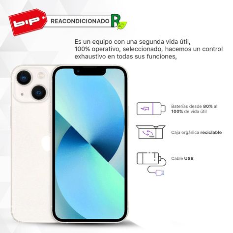 iPhone 13 Mini 256GB-Starlight- Reacondicionado-Grado A-1