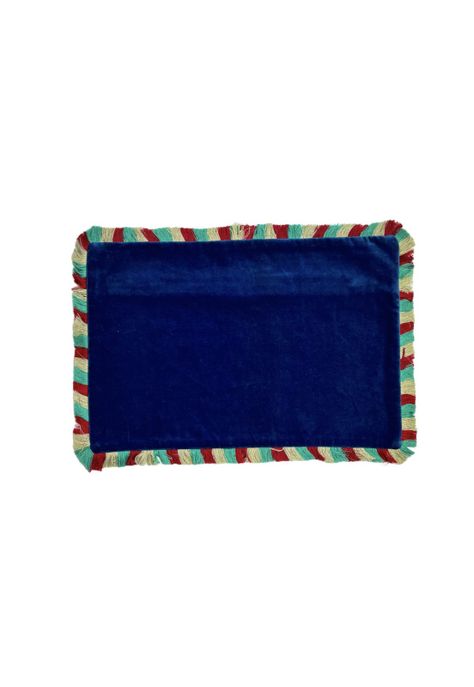 Funda de flecos velvet para cojín 30 x 45 cm azul-0