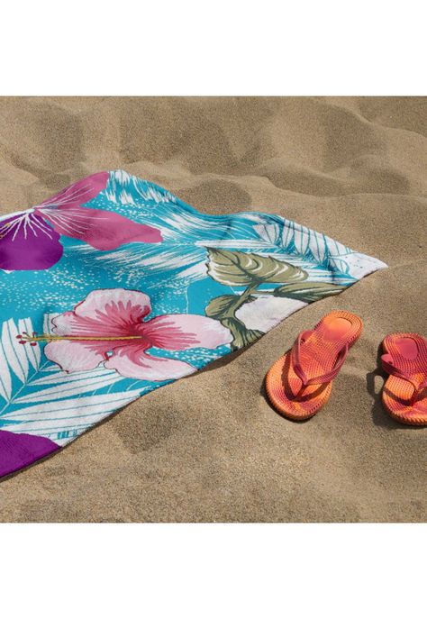 Toalla De Playa Microfibra Diseño Flores 70X140Cm -1