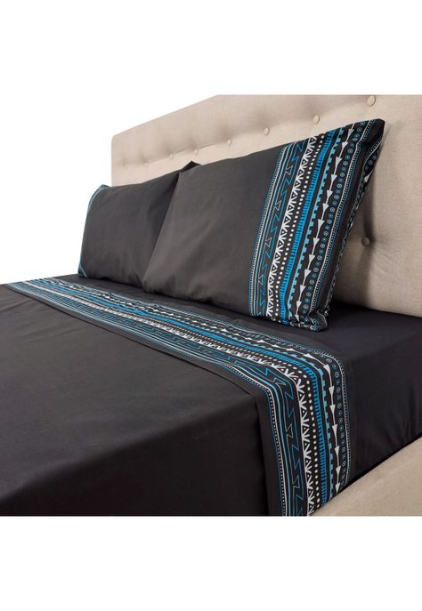 Sábanas 144h Estampadas Grecas Azules King-0