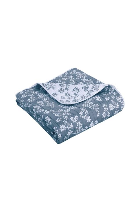 Cubrecama Jacquard Bordado King Azul-2