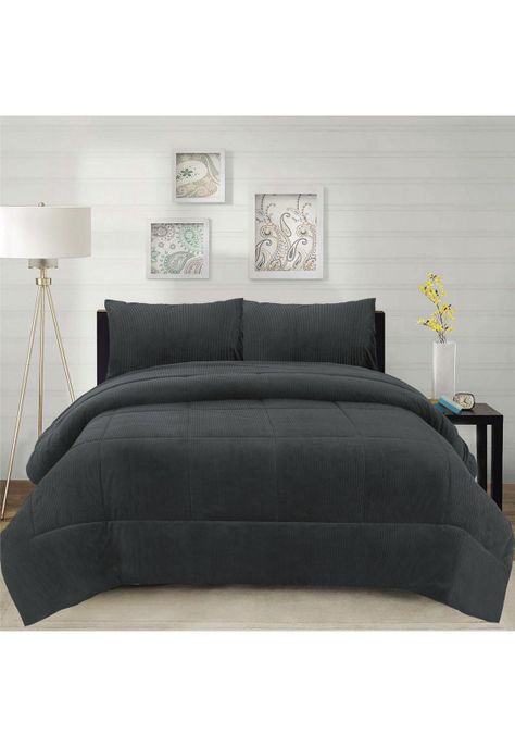 Cubrecama Corduroy Termico 2p - Gris Acero-0