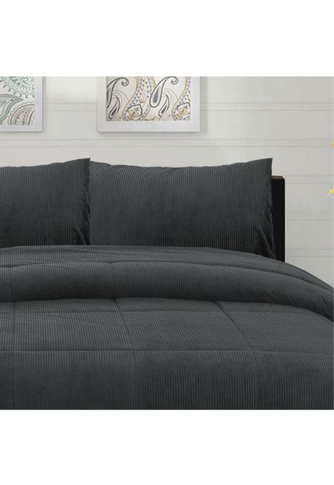 Cubrecama Corduroy Termico 2p - Gris Acero-1