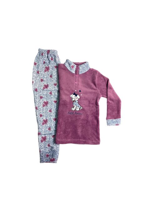 Pijama Niña Corazones T8 Rosado-0