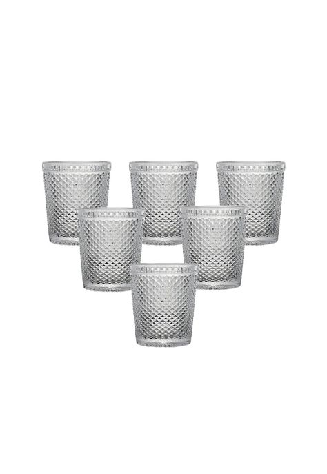 Set 6 Vaso Vidrio Tallada Rita 8x10cm Transparente -0