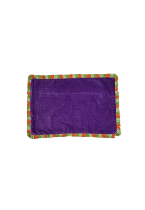Funda de flecos velvet para cojín 30 x 45 cm violeta-0