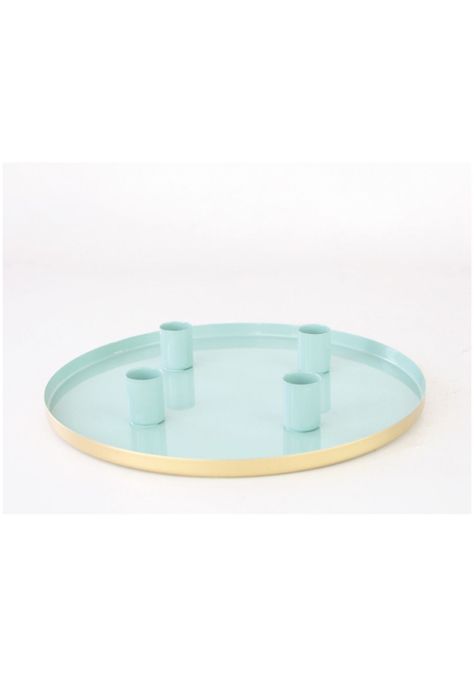 Candelabro Bandeja Verde  Velas 2,2 Cm De Diámetro-0