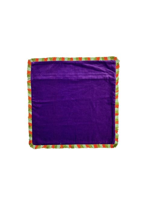 Funda de flecos velvet para cojín 50 x 50 cm violeta-0