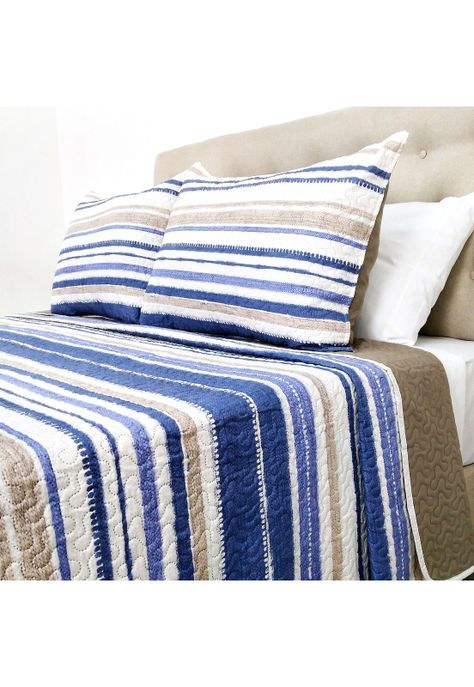 Cubrecama Microfibra Estampado Lineas King -1
