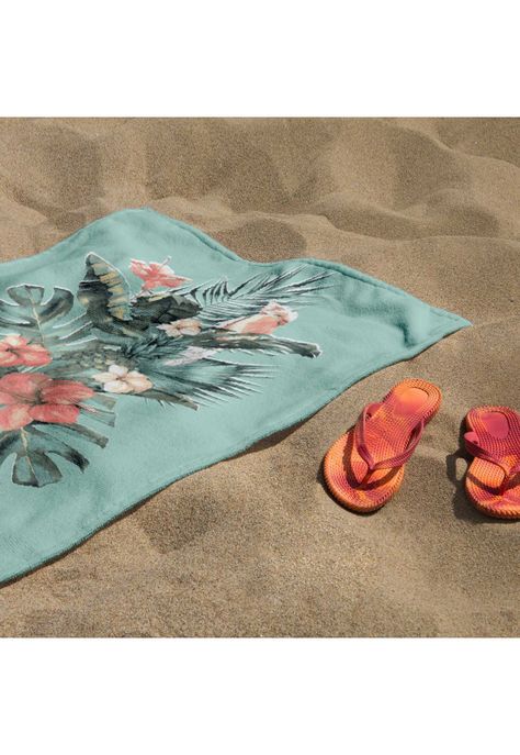 Toalla De Playa Algodón Diseño Flores 75X150Cm -1