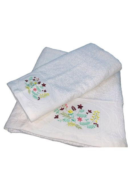 Set 2 Toallas Embrodery 500g Flowers D1-1