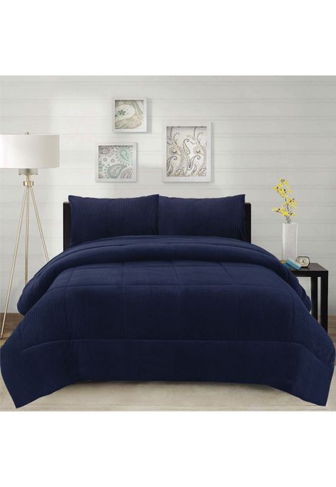 Cubrecama Corduroy Termico 1.5p - Azul Indigo-0