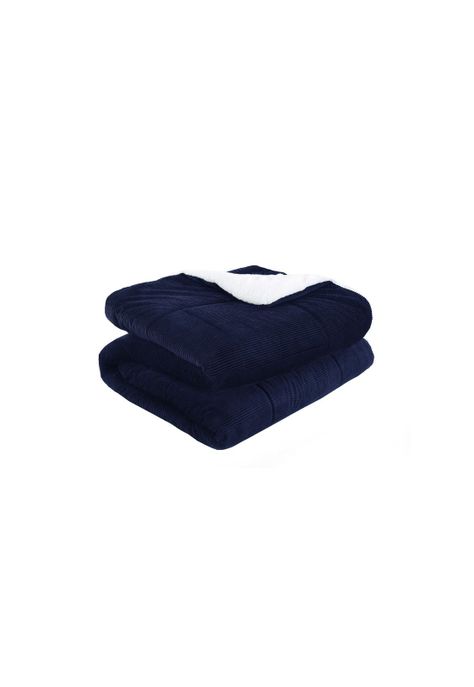 Cubrecama Corduroy Termico 1.5p - Azul Indigo-2