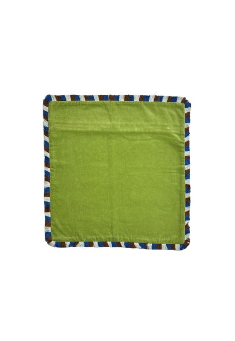 Funda de flecos velvet para cojín 50 x 50 cm verde-0