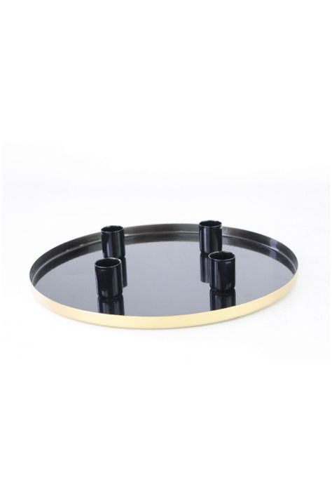 Candelabro Bandeja Negro  Velas 2,2 Cm De Diámetro-0