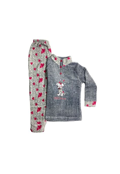 Pijama Niña Corazones T8 Gris-0