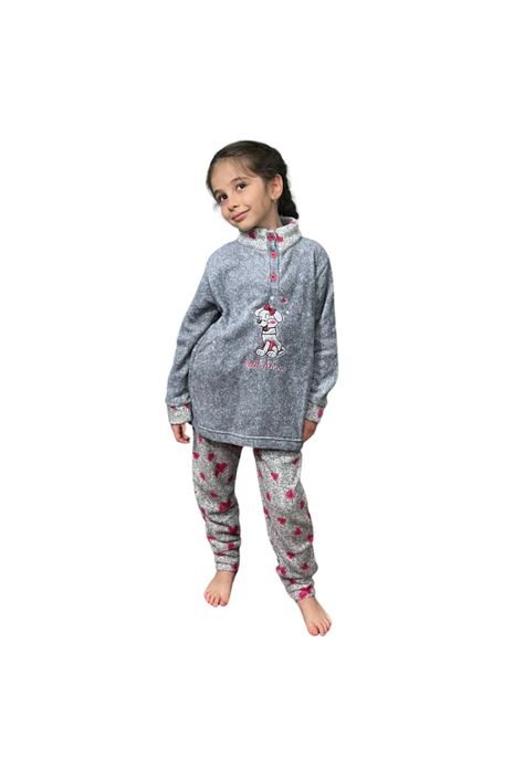 Pijama Niña Corazones T8 Gris-1