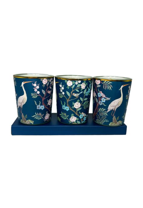 Set de 3 velas bird azul de 5 x 6 cm-0