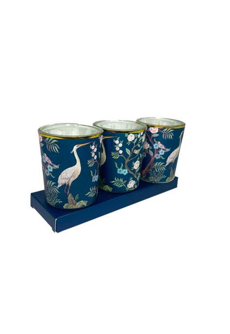Set de 3 velas bird azul de 5 x 6 cm-1