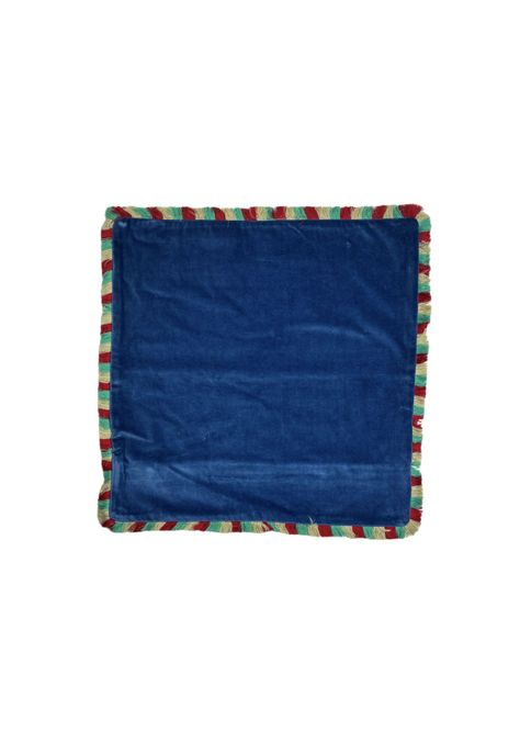Funda de flecos velvet para cojín 50 x 50 cm azul-0