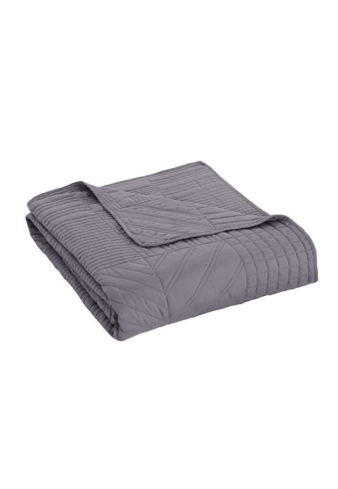 Cubrecama Prewash Cuadros Bordado King Gris Acero-2