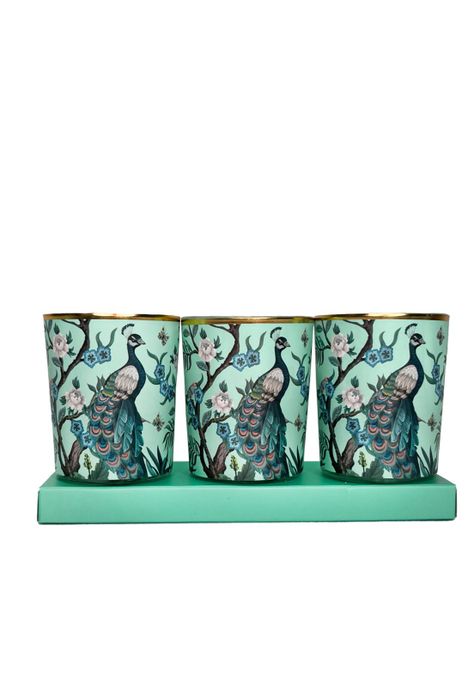 Set de 3 velas bird turquesa de 5 x 6 cm-0