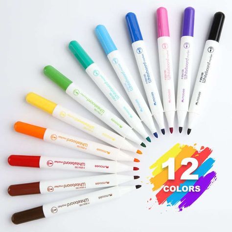 Set Marcadores Plumón Pizarra Blanca Whiteboard 12 Colores-2