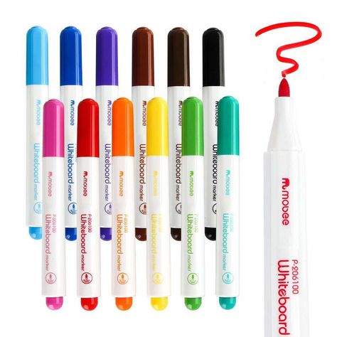 Set Marcadores Plumón Pizarra Blanca Whiteboard 12 Colores-3