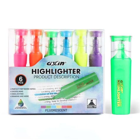 Destacador Resaltador Set 6 Colores Marcadores Fluor-0