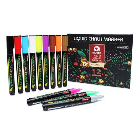 Marcadores Plumón Lápices Tiza Líquida 12 Colores Premium-0