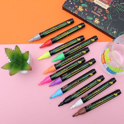 Marcadores Plumón Lápices Tiza Líquida 12 Colores Premium-1