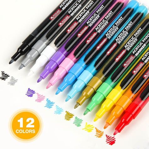 Lápices Marcadores Acrílicos Tipo Posca 12 Color Punta Fina-1