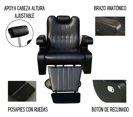 Sillón de Peluquería Barberia Reclinable Hidráulico-1