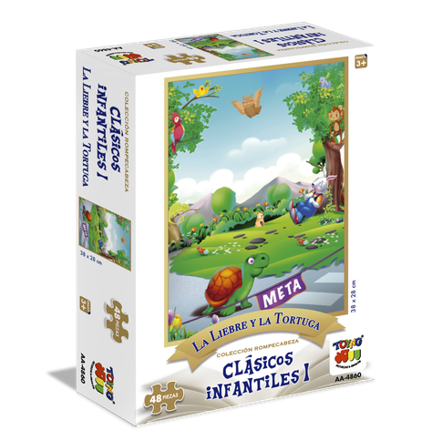 Puzzle 48 Pcs - La Liebre Y La Tortuga-0