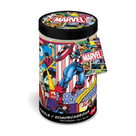 Puzzle 500 Piezas de Los Vengadores Tubo Metalico-0