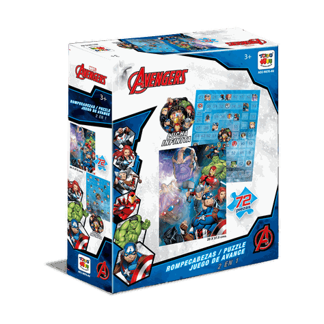2 En 1 Puzzle 72 + Juego De Avance - Los Vengadores-0