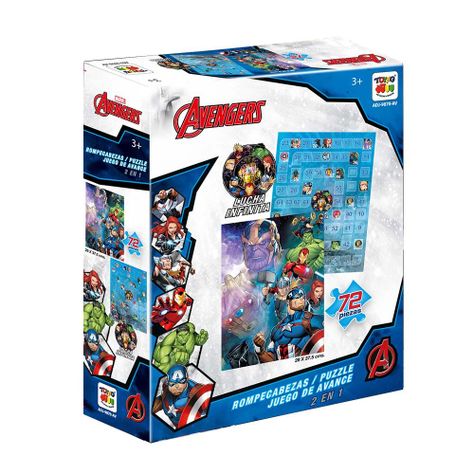 2 En 1 Puzzle 72 + Juego De Avance - Los Vengadores-1