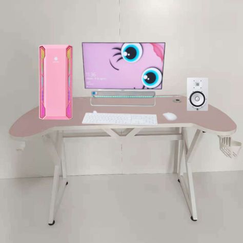 Escritorio Gamer U ROSADO LUZ LED 140 CM  -5